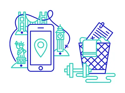 Class Pass contract gym icon line location mono weight spot illustration vector