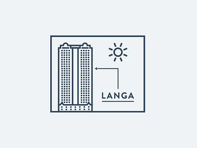 Langa color dominion tower flat design illustration langa nfk norfolk vector