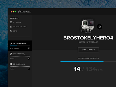GoPro App for Desktop - Importer application dark ui desktop app gopro import ui