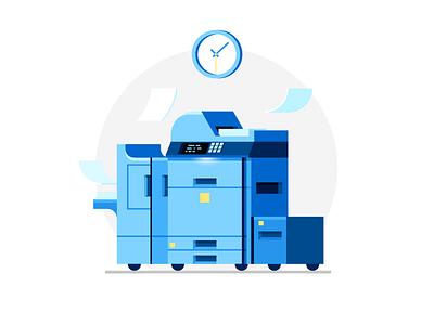 Empty State Illustration clock copier empty state illustration monochromatic office paper printer