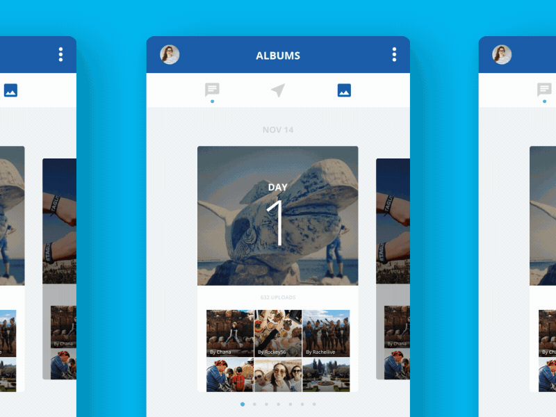 Album Cards - GIF animated app card flat interactive ios israel photos sketch ui ux