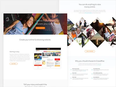 CrowdRise Online Fundraising Page creative fundraising gradient homepage product startup startup marketing ui ux web site