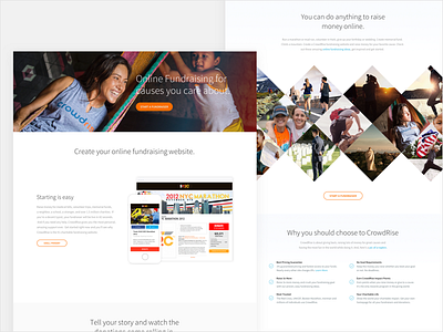 CrowdRise Online Fundraising Page creative fundraising gradient homepage product startup startup marketing ui ux web site