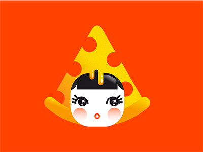 Pizza Mamma cheese girl gradient illustration japanese pizza