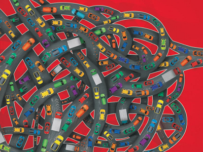 Traffic Jam Illustration cars freeway highway illustration maze road speed traffic trucks