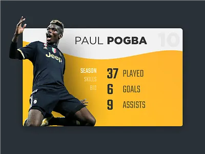 Player Card UI bio card details football info player soccer stats trends ui ux