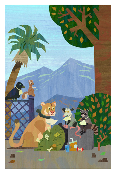 Thanksgiving in LA animals illustration photoshop