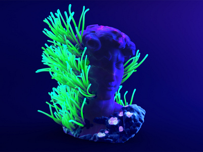 Sirène bleue 3d arnold blue green light maya neon uv