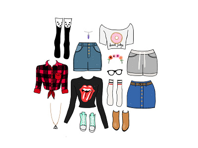 Dress Up Game Doodles art bands clothes design digital doodle drawing dress up fashion game illustration sketch