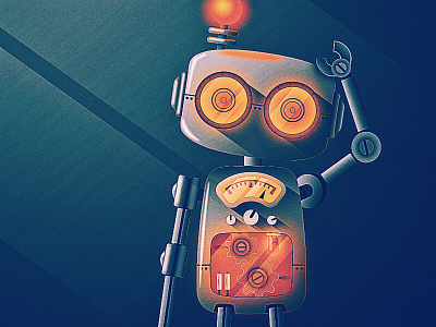 Robo No. 2 glowing harsh lighting illustration illustrator robo robot san diego thinker vector