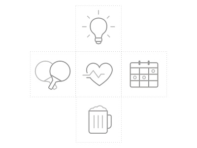 Icons - Company Perks calendar health heart icon icons lightbulb mug paddles perks