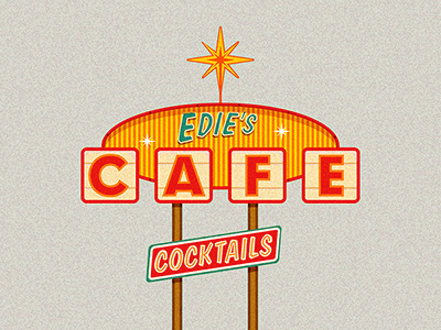 Vintage Cafe Sign cafe cocktails craft flat icon lasvegas line set sign vegas