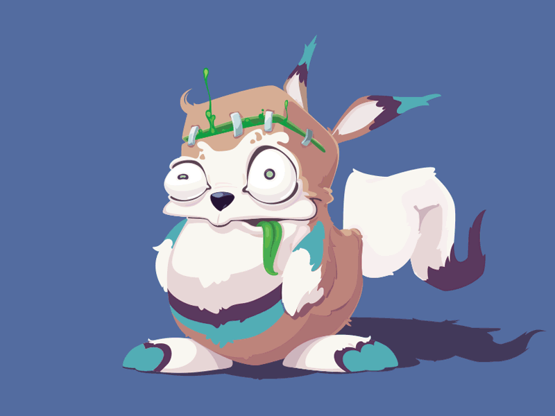 Leaky character critter design flat furry game illustration mutant raccoon radioactive squirrel