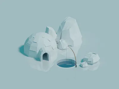 Paper-ish Igloo 3d assets blender game igloo isometric low poly lowpoly paper