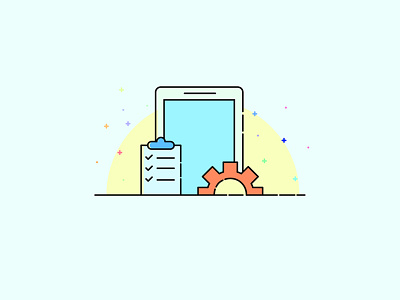 App Development illustration app application development flat illustration outline phone tablet