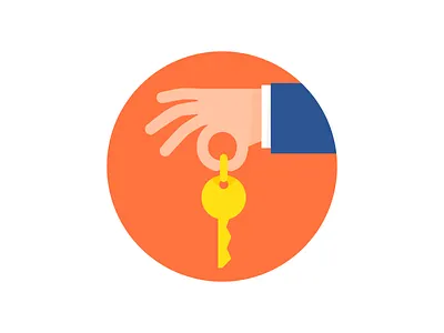 Here is your key. circle flat hand icon key simple