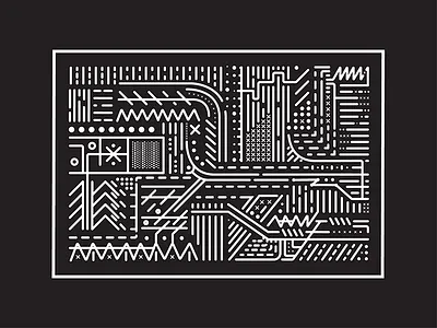 Line Work 01 black and white dots flag lines simple stroke strokes