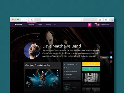 Kickgig / Music Band Page band music band profile profile page