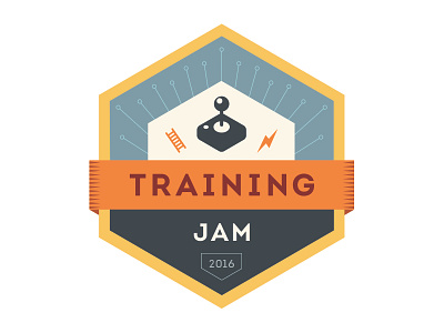 Training Jam Logo (Color) badge branding circuit icon identity joystick logo