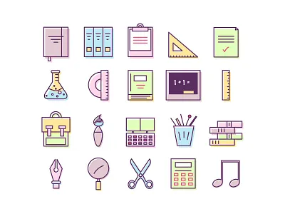 Education icon set accurate clean colorful education flat icon icons linear school stroke vector