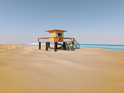 baywatch tower 3d modeling bay watch c4d