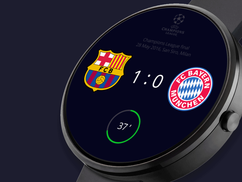 Champions League Final barcelona bayern champions league concept football lewandowski smartwatch ui ux