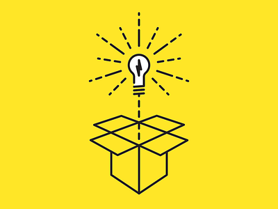 Get Out Of Your Box atlanta box concept design icon idea light bulb logomark thinking yellow