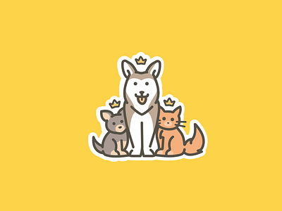 Pet logo animal cat chihuahua crown dog husky logo outline pet