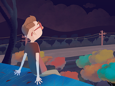 Watching stars boy character ckrauss halley comet illustration space stars universe