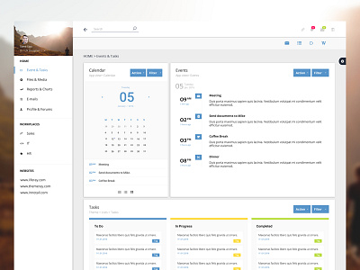 Events & Tasks calendar cards date design events flat interface shadow tasks time