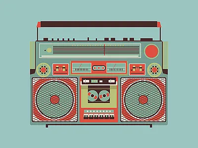 Free Boombox Vector Illustration audio boombox free freebie music retro speakers vintage
