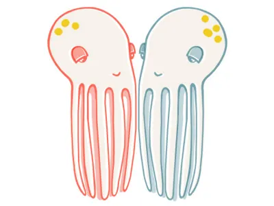 Octopus blue child color corail illustration octopus sea