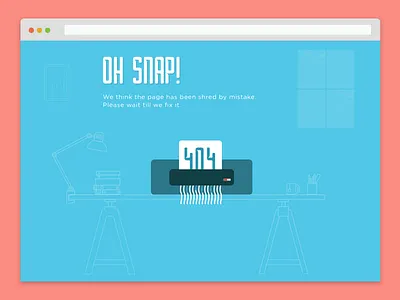 404 Error Page 404 blue error illustration minimal paper shredder sketch ui web