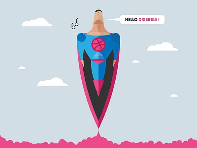 Hello Dribbble! debuts dribbble first hello illustration invites superman thanks