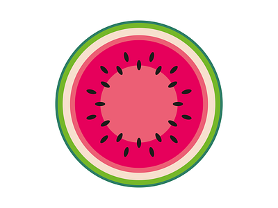 Watermelon cross section flat fruit green icon pink series vector watermelon