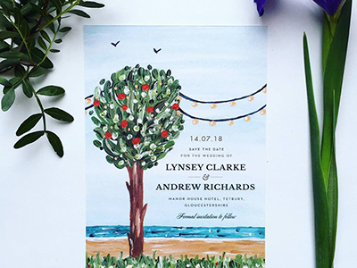Beauty in Nature Save the Date card cards flowers invitations nature painting wedding invitations wedding stationery weddings