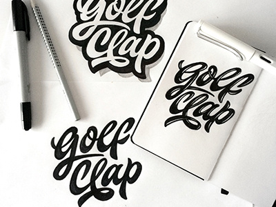 working process sketch logo "golf clap" art hand lettering logo print sketch type