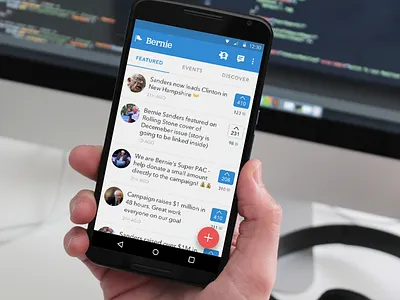 Rally for Bernie on Android android android l app chat community home screen material design mobile
