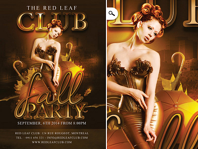 Annual Fall Autumn Party In Club Rvb Calks autumn city club drink end of year eve evening event fall flyer leaves light night party print seasonal template theme themed umbrella