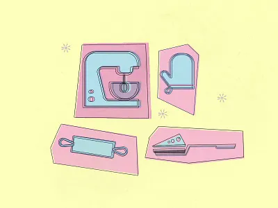 Baking Illustration baking cake mixer pastry retro