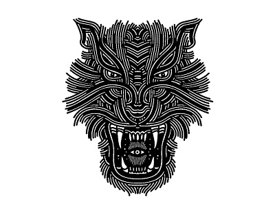 white tiger - (for) print angry animal beast cat dynamic illustration lines linework tattoo tiger