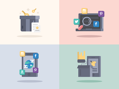 Blog Images blog box ecommerce icons illustration images laptop pastel phone search social