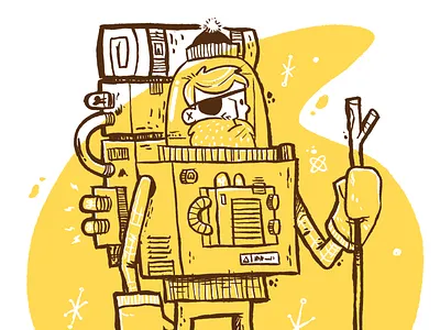 Space Explorer Art Print astronaut backpack character design explore hipster illustration jetpacks and rollerskates pirate retro space