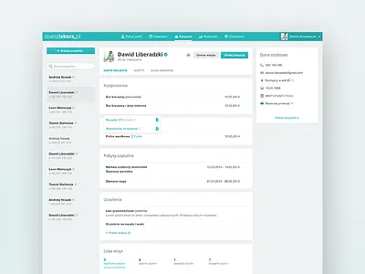 Docplanner - patient profile cyan docplanner edm interface light medic ui ux znanylekarz