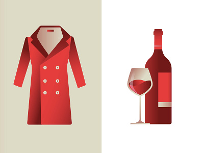 Italy quality products daniele simonelli glass gradient icons illustrations jacket red wine