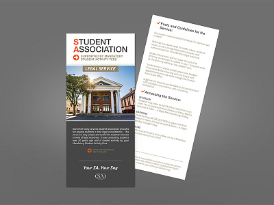 SA Rack Card Design brand development higher ed print design rack card student activities student programming