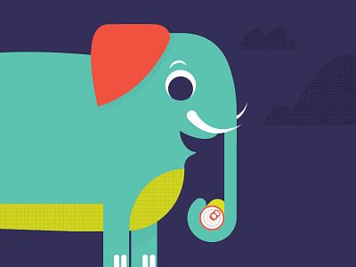 elephant friend cub elephant illustration retro zoo