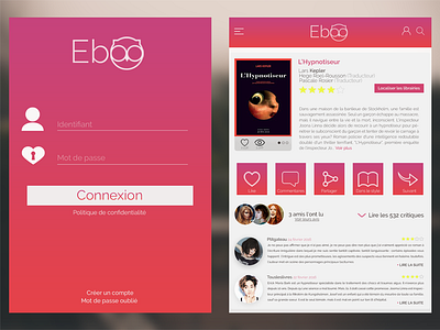 Log in + Book app concept android application design ios log in mobile pink reviews ui ux web