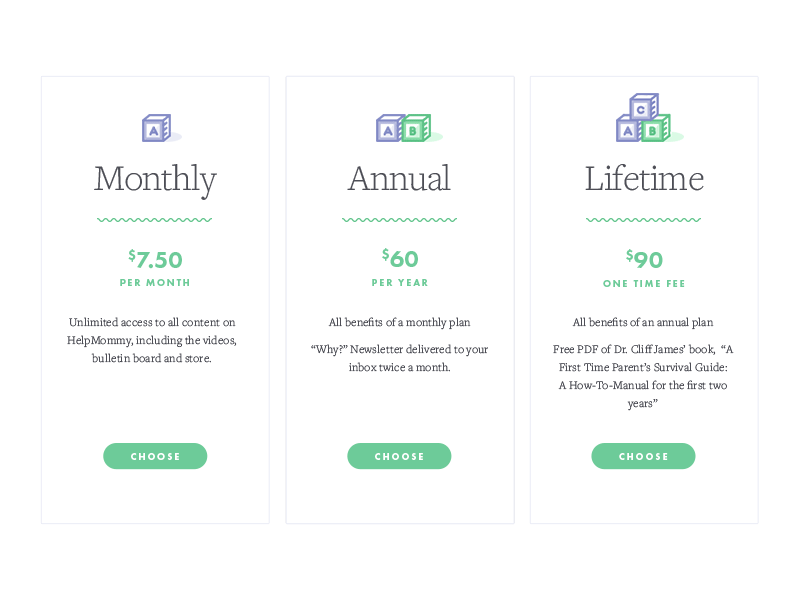 Pricing Tables pediatrics pricing tables