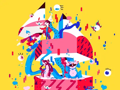Visual Playground 2016 blue character character design color design illustration print red yellow